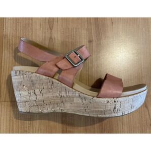 KORK EASE Aimeho‎ Leather Wedge Sandal In Natural Fig Women's Sz 10 Platforms